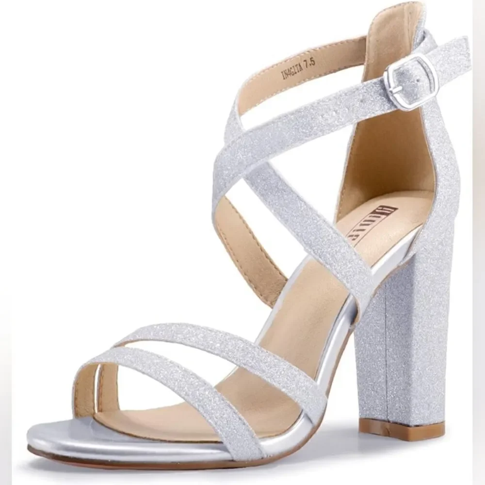 (21-3549) IDIFU Women's Chunky High Heel Sandal Sz 5.5